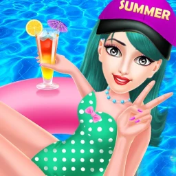 Summer Girl Swimming PoolParty